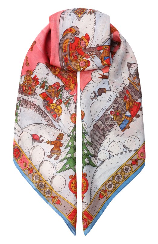 Шелковый платок Зимние гуляния Gourji 91133337/6151172 Красный 91133337/6151172