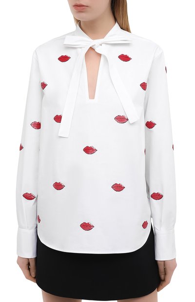 Хлопковая блузка VALENTINO белого цвета по цене 299500 руб., арт. VB3AE5G05DN, фото 3 Хлопковая блузка VALENTINO, арт. VB3AE5G05DN, фото 3