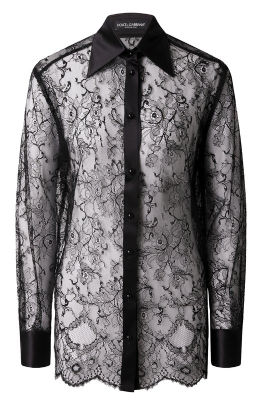 Блузка из вискозы и шелка Dolce & Gabbana F5R86T/HLM90 Чёрный F5R86T/HLM90