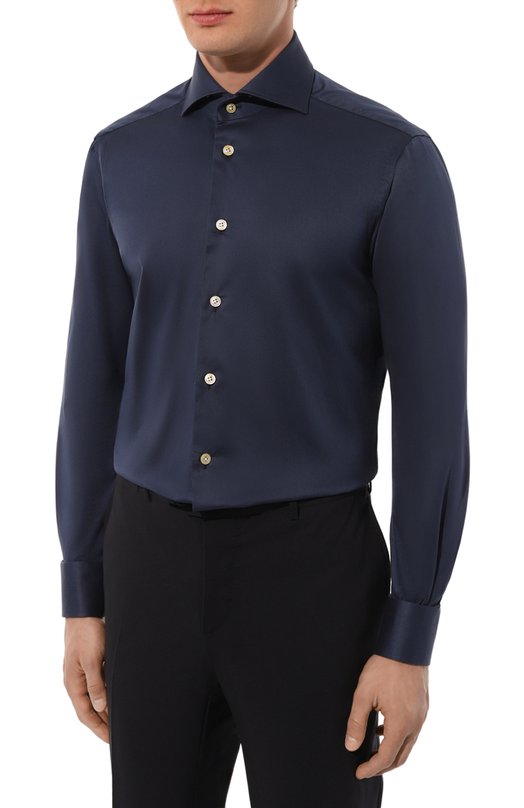 Хлопковая сорочка Kiton UCCH08884 Синий  UCCH08884 Фото 4