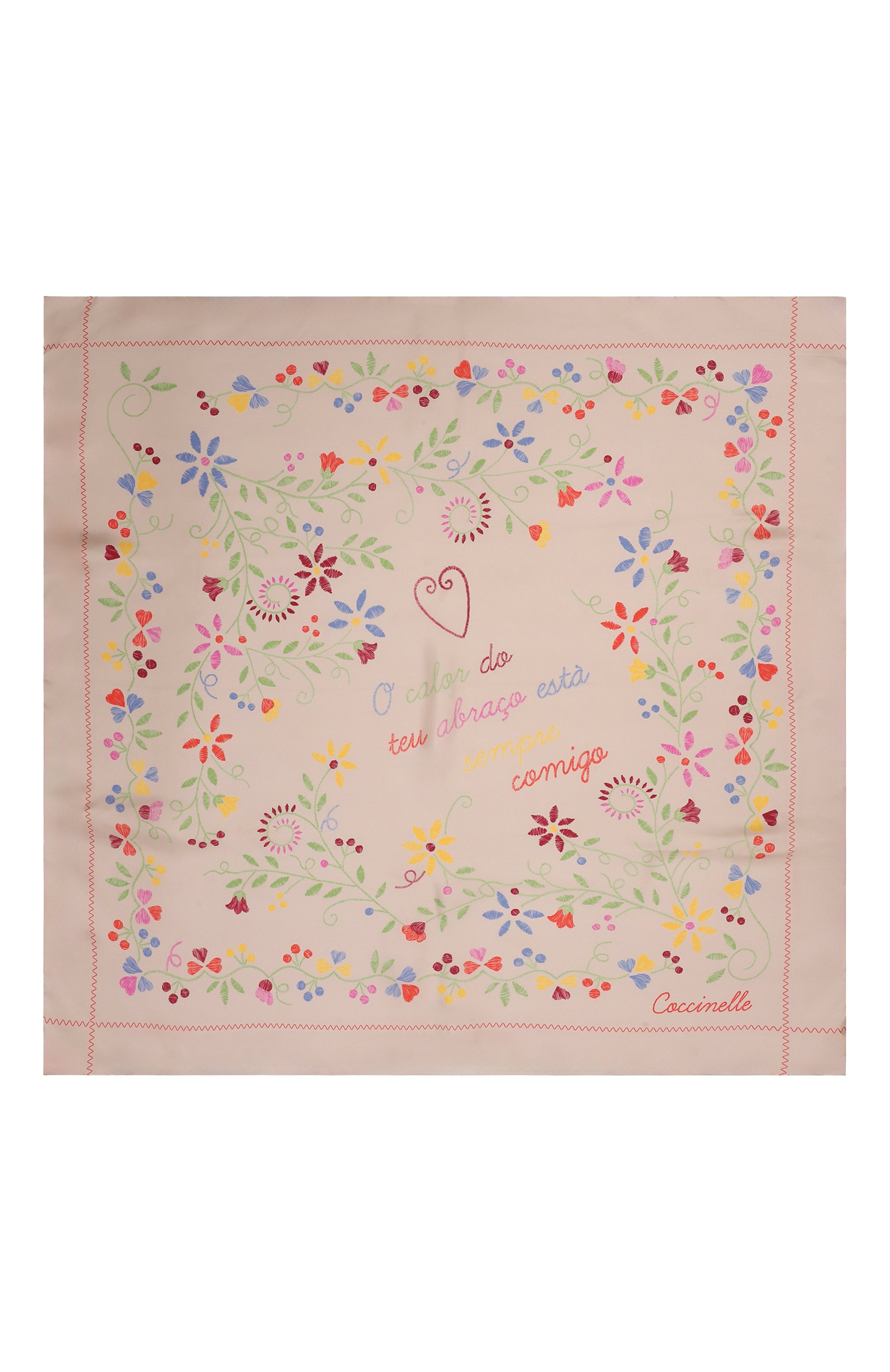 Шелковый платок COCCINELLE бежевого цвета по цене 15950 руб., арт. E7SJV380101, фото 3 Шелковый платок COCCINELLE, арт. E7SJV380101, фото 3