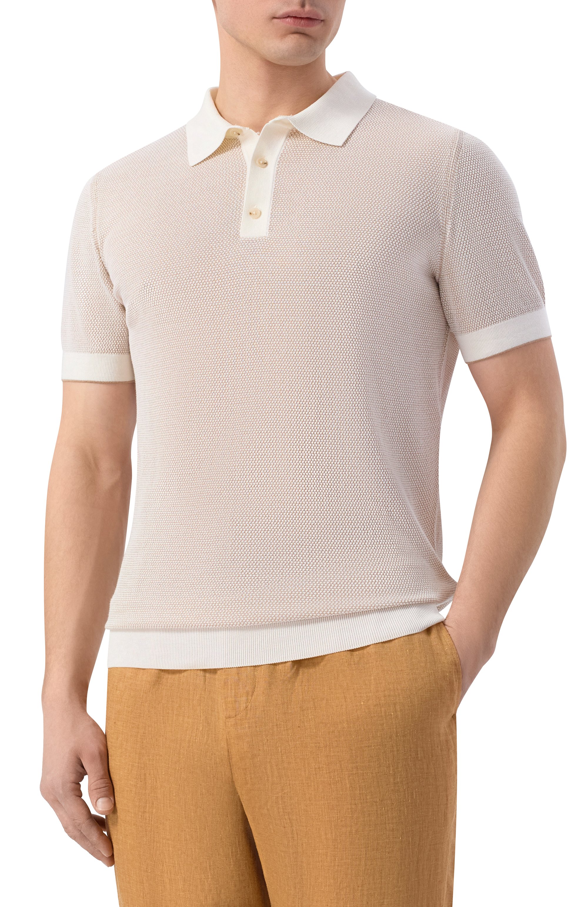 Поло из шелка и хлопка BOSS CAMEL, арт. 50560501, фото 3