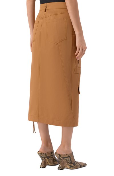 Хлопковая юбка ERIKA CAVALLINI светло-коричневого цвета по цене 49950 руб., арт. P6SG05, фото 4 Хлопковая юбка ERIKA CAVALLINI, арт. P6SG05, фото 4