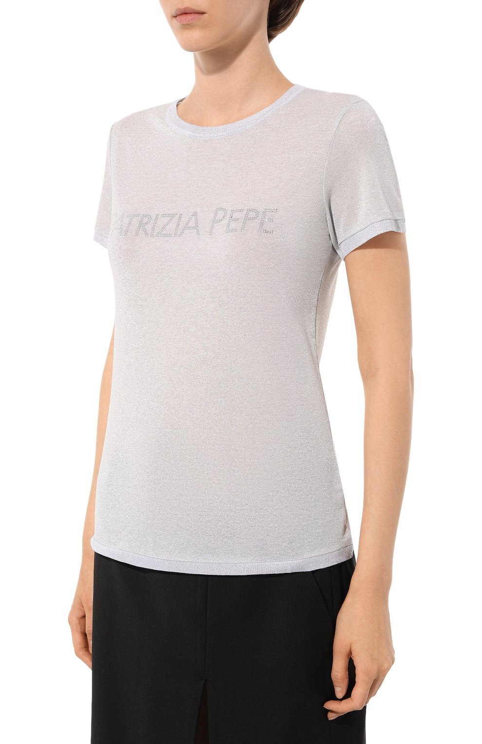 Футболка PATRIZIA PEPE серого цвета по цене 18200 руб., арт. 8K0159_K128, фото 3 Футболка PATRIZIA PEPE, арт. 8K0159_K128, фото 3