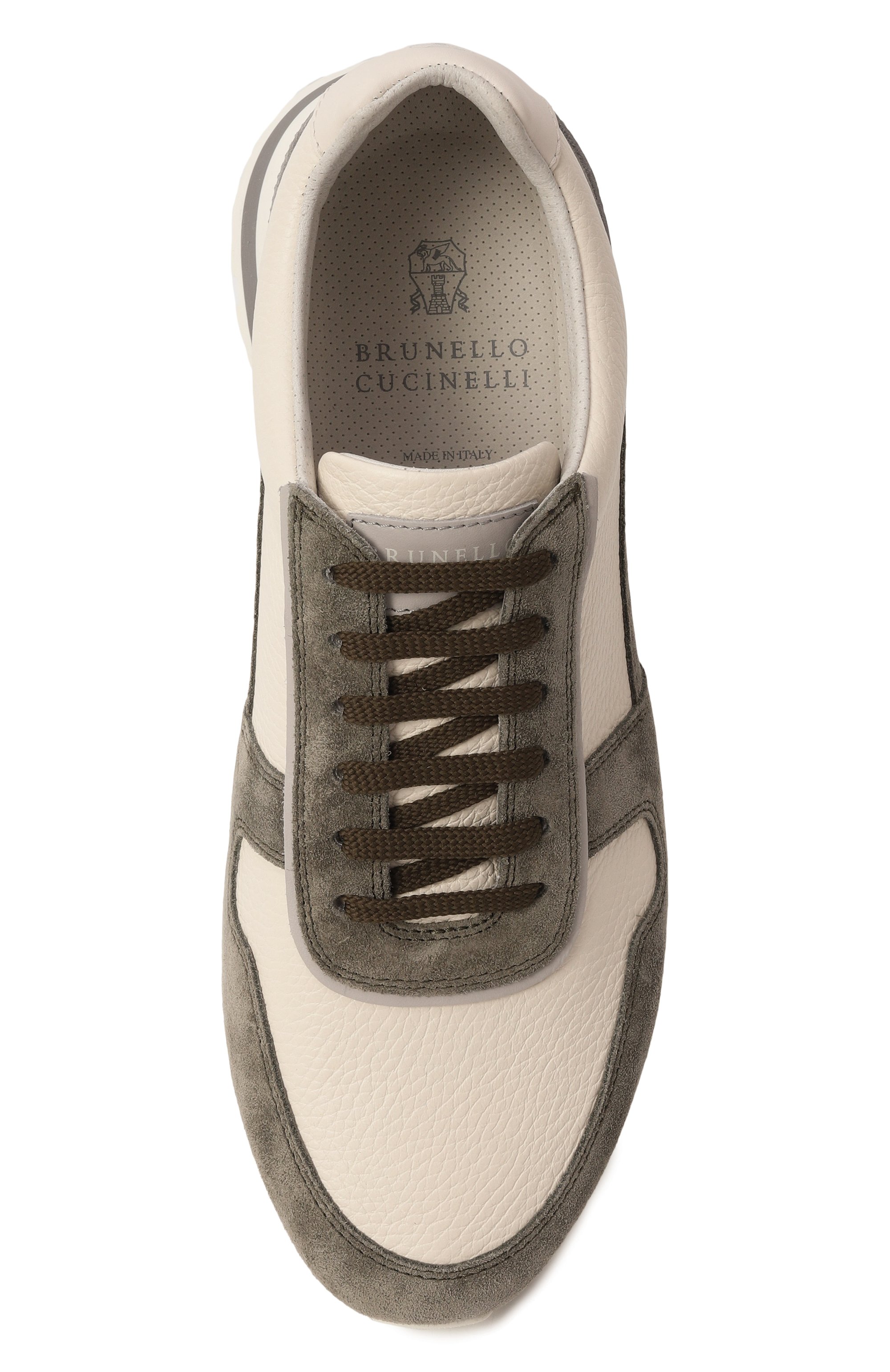 Кожаные кроссовки BRUNELLO CUCINELLI хаки цвета по цене 94150 руб., арт. MZUAVLA289, фото 6 Кожаные кроссовки BRUNELLO CUCINELLI, арт. MZUAVLA289, фото 6