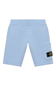 Детские хлопковые шорты STONE ISLAND голубого цвета, арт. 801661840/3-4 | Фото 1 (Случай: Повседневный; Материал сплава: Проставлено; Нос: Не проставлено; Материал внешний: Хлопок; Ростовка одежда: 3 года | 98 см, 4 года | 104 см)