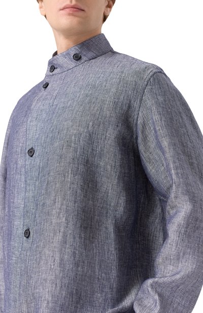 Льняная рубашка GIORGIO ARMANI синего цвета по цене 212500 руб., арт. GM003400/TE20689, фото 5 Льняная рубашка GIORGIO ARMANI, арт. GM003400/TE20689, фото 5