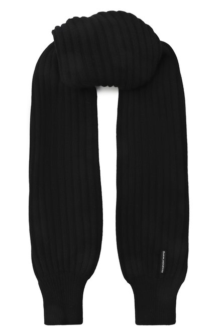 Женский шерстяной шарф ALEXANDER WANG черного цвета, арт. 1KC1259090 | Фото 1 (Нос: Не проставлено; Материал: Текстиль, Шерсть; Автоматизация состава: Проставлено)