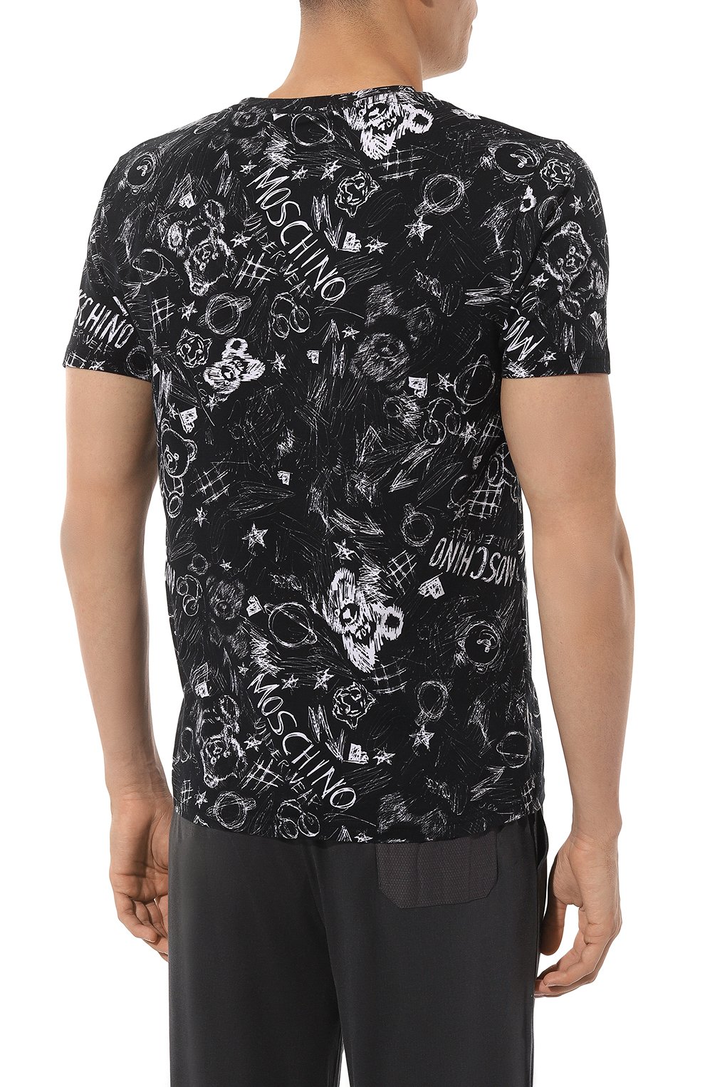 Хлопковая футболка MOSCHINO черного цвета по цене 10550 руб., арт. A0708/4412, фото 4 Хлопковая футболка MOSCHINO, арт. A0708/4412, фото 4