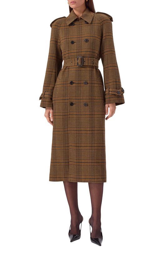 Шерстяное пальто Saint Laurent 831610/Y9I70 Коричневый  831610/Y9I70 Фото 3