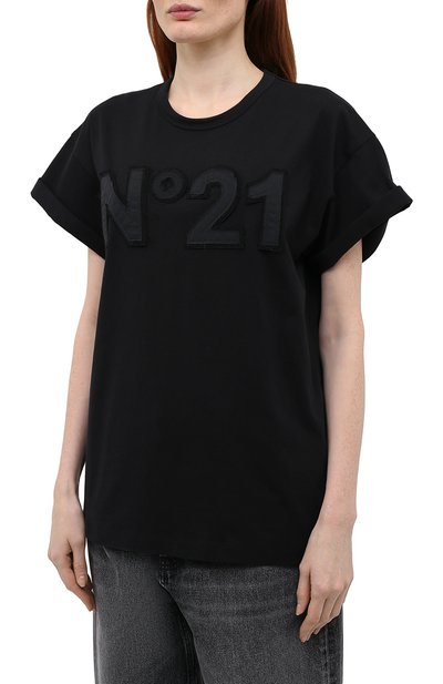 Хлопковая футболка N21 черного цвета по цене 29250 руб., арт. 21E N2M0/F061/6314, фото 3 Хлопковая футболка N21, арт. 21E N2M0/F061/6314, фото 3