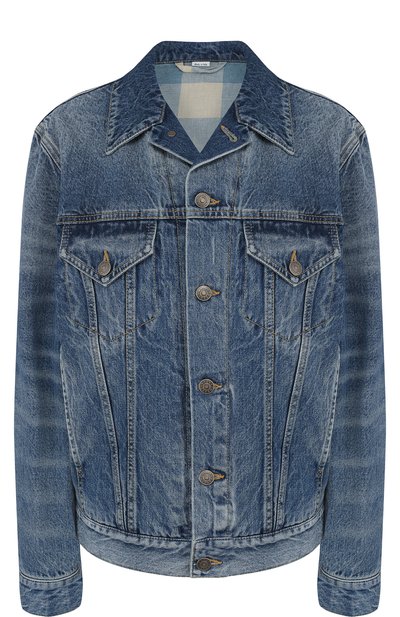 Джинсовая куртка с потертостями и принтом на спине GUCCI, арт. 502750/XR949, фото 1