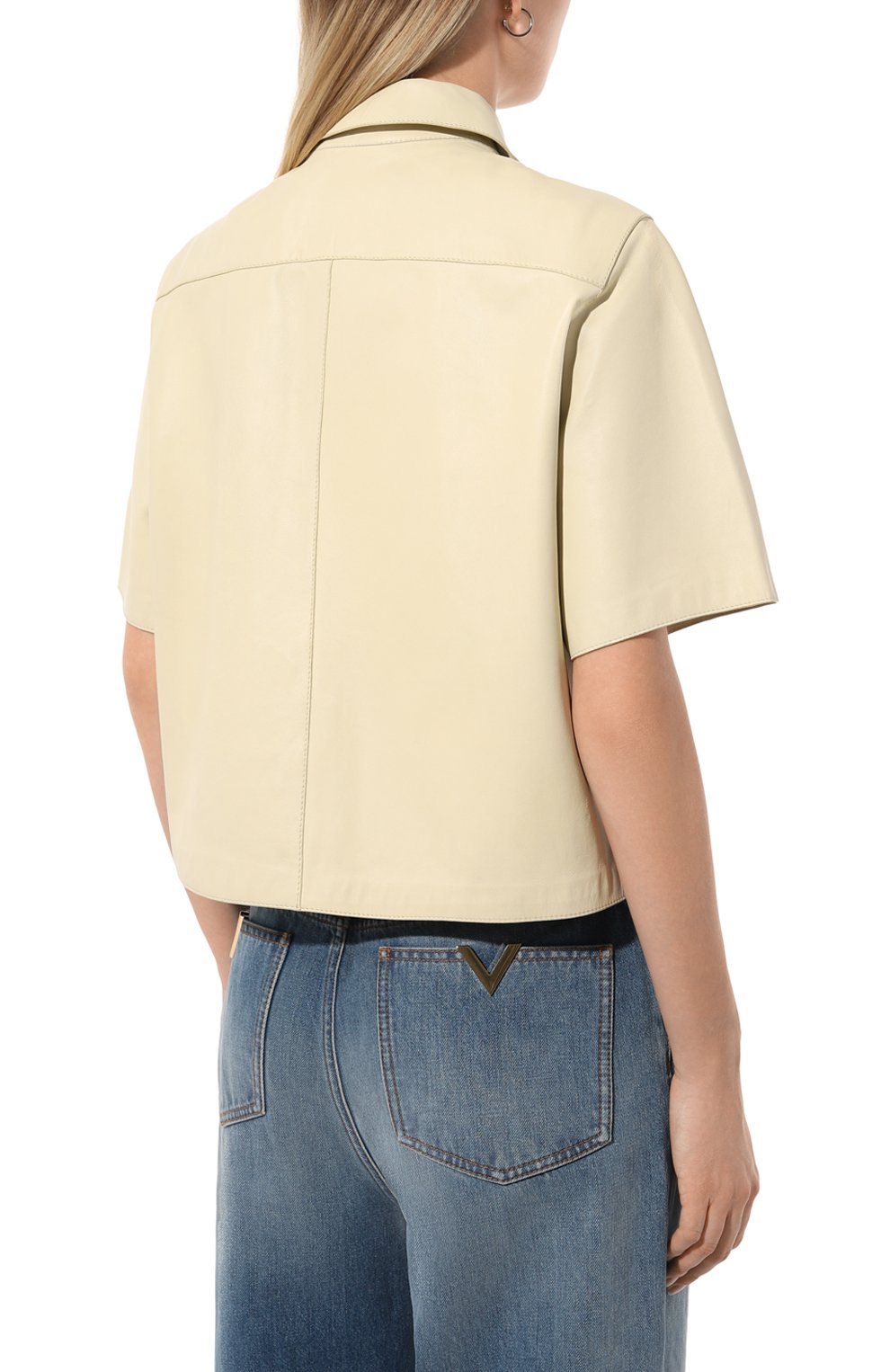 Кожаная рубашка YVES SALOMON светло-бежевого цвета по цене 119000 руб., арт. 23EYH20052APXX, фото 4 Кожаная рубашка YVES SALOMON, арт. 23EYH20052APXX, фото 4