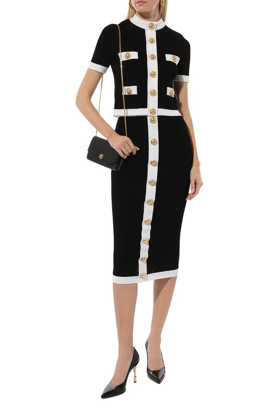Юбка из вискозы Balmain BF1LD066/KF01 Чёрно-белый  BF1LD066/KF01 Фото 2