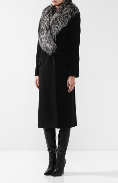 Шерстяное пальто с воротником из меха лисы DOLCE & GABBANA, арт. I0479W/FU3A1, фото 3