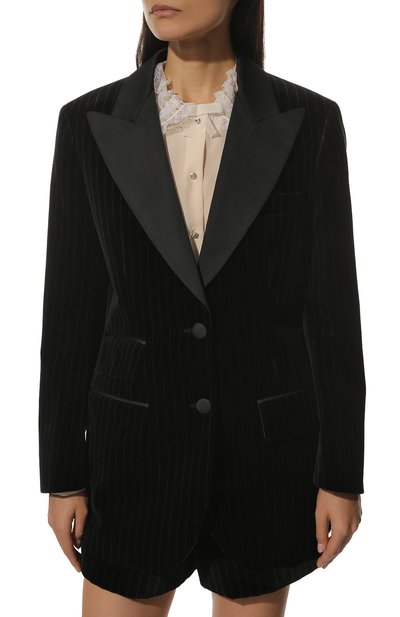 Бархатный жакет MIU MIU черного цвета по цене 280000 руб., арт. MH1628-1ZGU-F0002, фото 3 Бархатный жакет MIU MIU, арт. MH1628-1ZGU-F0002, фото 3