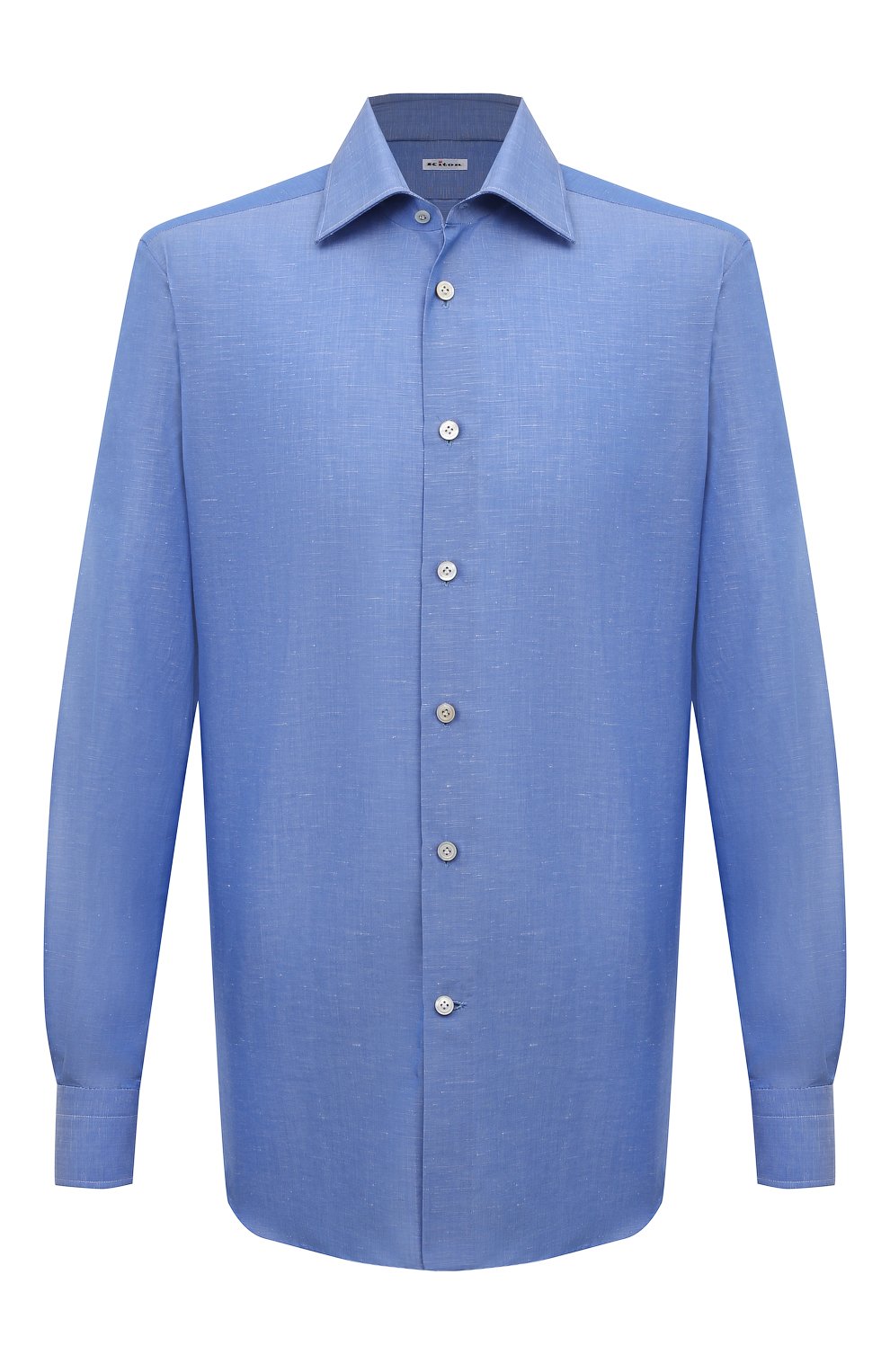Сорочка из хлопка и льна KITON синего цвета по цене 87550 руб., арт. UCIH06609, фото 1 Сорочка из хлопка и льна KITON, арт. UCIH06609, фото 1