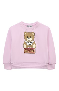 Детская комплект из свитшота и брюк MOSCHINO розового цвета, арт. HDK020/LCA55/4A-8A | Фото 2 (Материал внешний: Хлопок, Синтетический материал; Материал сплава: Проставлено; Драгоценные камни: Проставлено; Рукава: Длинные; Девочки Кросс-КТ: Костюмы-спорт)