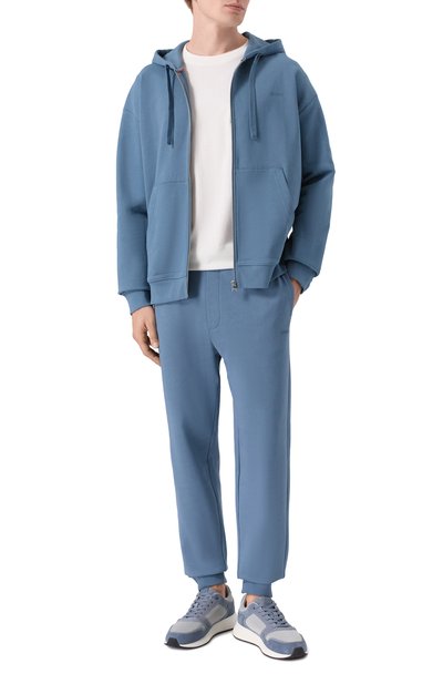 Хлопковые джоггеры HUGO голубого цвета по цене 13600 руб., арт. 50489617, фото 2 Хлопковые джоггеры HUGO, арт. 50489617, фото 2