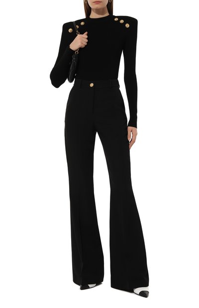 Пуловер из вискозы BALMAIN черного цвета по цене 138000 руб., арт. DF1KD001/KB07, фото 2 Пуловер из вискозы BALMAIN, арт. DF1KD001/KB07, фото 2