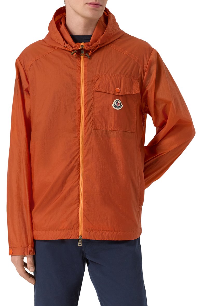 Мужская куртка MONCLER оранжевого цвет�а, арт. 1A00152/595F3 | Фото 3 (Материал внешний: Синтетический материал; Материал подклада: Синтетический материал; Длина (верхняя одежда): Короткие; Рукава: Длинные; Кросс-КТ: Легкие; Стили: Кэжуэл)