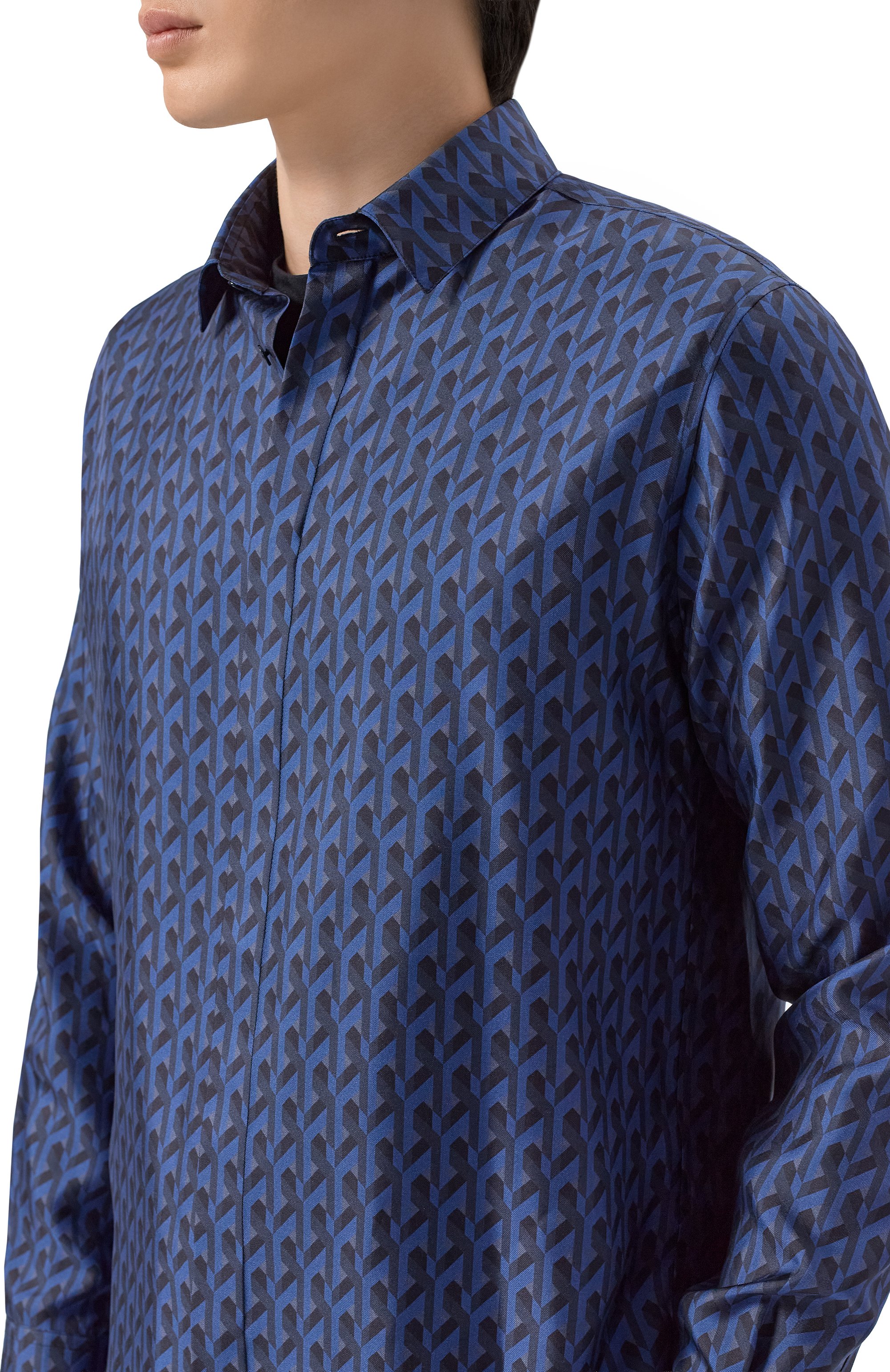 Шелковая рубашка MVST темно-синего цвета по цене 158000 руб., арт. M26.2PM.B019/F128, фото 5 Шелковая рубашка MVST, арт. M26.2PM.B019/F128, фото 5