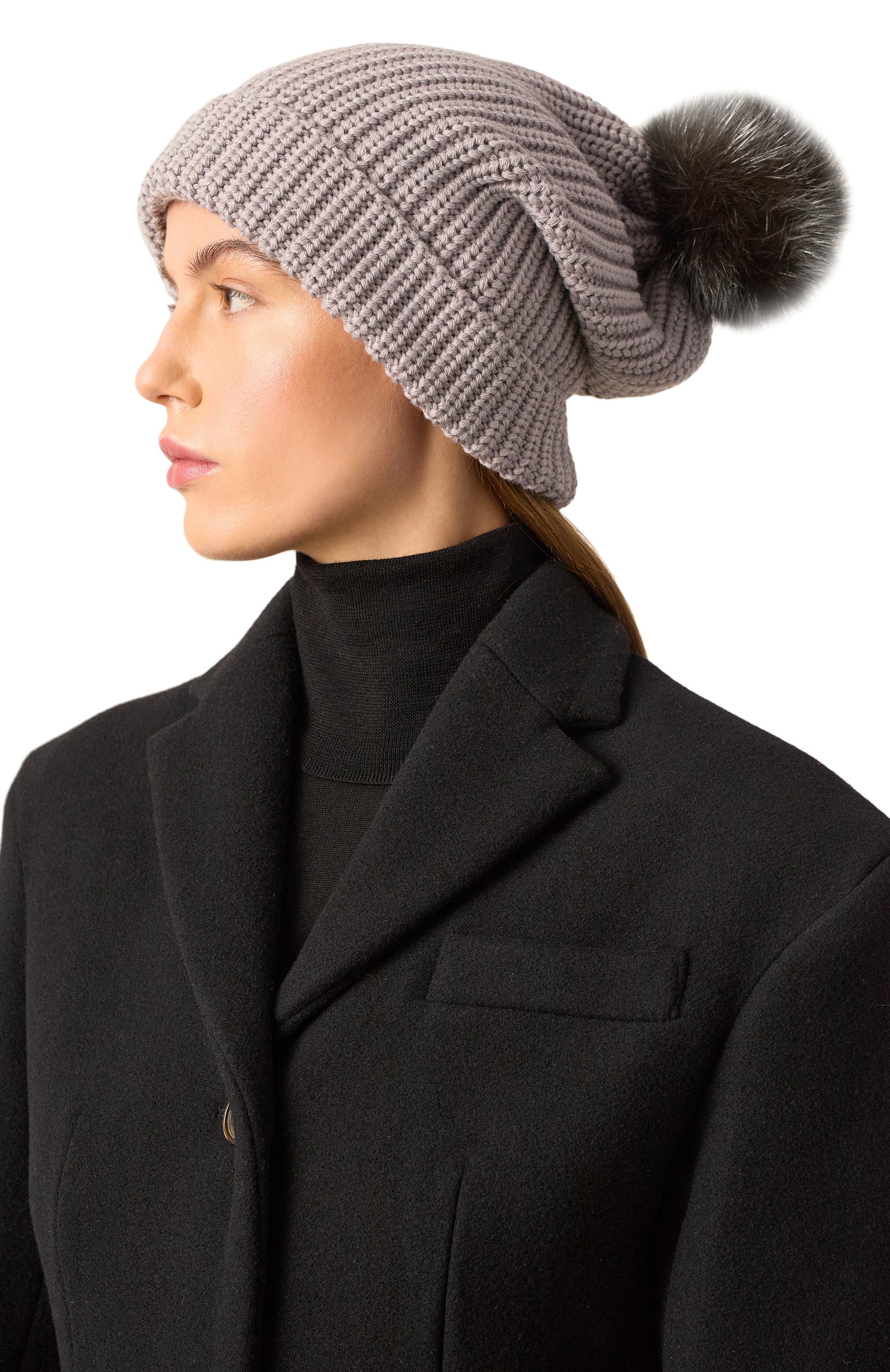 Шерстяная шапка с отделкой из меха соболя BLACK SABLE, арт. BS-005CE, фото 2