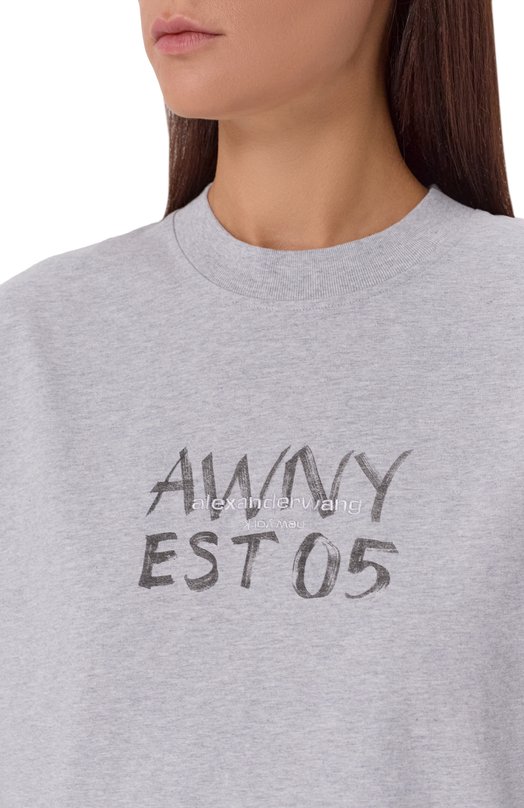 Хлопковая футболка Alexander Wang UCC3251841 Серый  UCC3251841 Фото 5