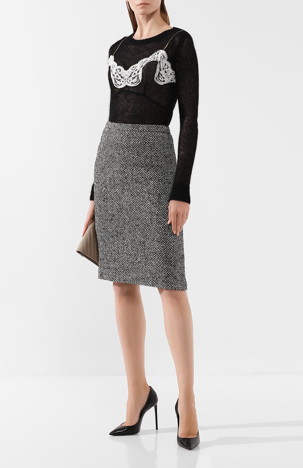 Юбка REDVALENTINO черно-белого цвета по цене 21750 руб., арт. SR0RAD00/41B, фото 2 Юбка REDVALENTINO, арт. SR0RAD00/41B, фото 2