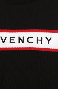 Детский хлопковый пуловер GIVENCHY черного цвета, арт. H05082/6M-18M | Фото 3 (Кросс-КТ НВ: Пуловеры; Материал сплава: Проставлено, Проверено; Нос: Не проставлено; Материал внешний: Хлопок; Статус проверки: Проверено, Проверена категория)