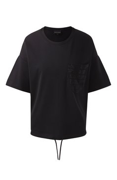 Женская хлопковая футболка EMPORIO ARMANI черного цвета, арт. EW000891/AF12545 | Фото 1 (Драгоценные камни: Проставлено; Длина (для топов): Стандартные; Материал внешний: Хлопок; Рукава: Короткие; Материал сплава: Проставлено; Принт: Без принта; Стили: Кэжуэл; Женское Кросс-КТ: Футболка-одежда)