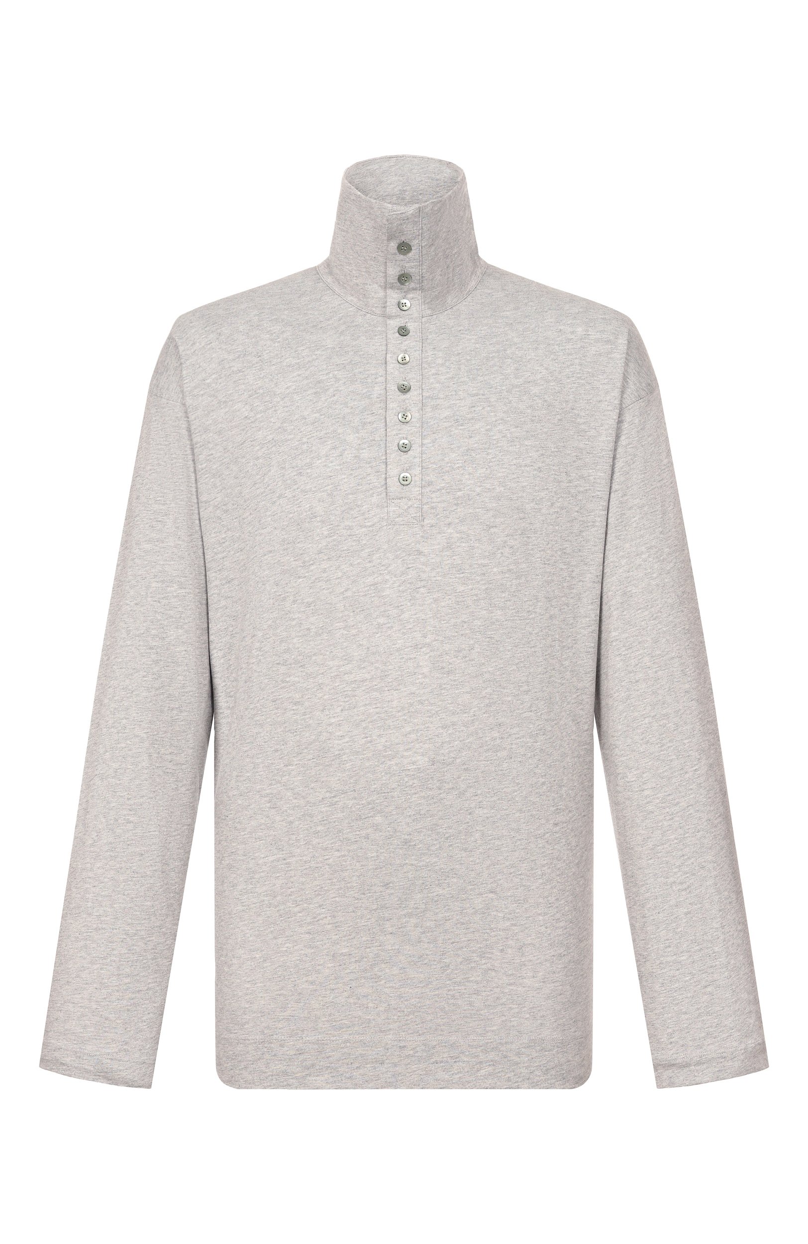 Хлопковый лонгслив DRIES VAN NOTEN серого цвета по цене 61800 руб., арт. 021112/4604, фото 1 Хлопковый лонгслив DRIES VAN NOTEN, арт. 021112/4604, фото 1
