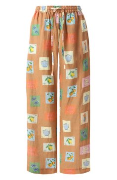 Женский льняные брюки PALM NOOSA светло-коричневого цвета, арт. HALLIE PANTS | Фото 1 (Драгоценные камни: Проставлено; Материал сплава: Проставлено; Длина (брюки, джинсы): Стандартные; Материал внешний: Лен; Стили: Кэжуэл; Кросс-КТ: Пляж)