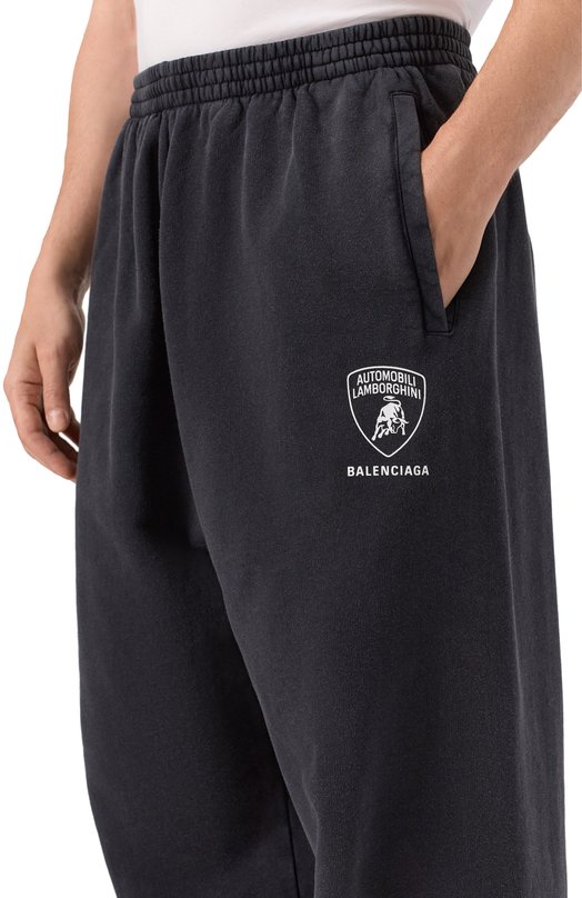 Хлопковые брюки Balenciaga x Automobili Lamborghini Balenciaga 826637/TSV08 Серый  826637/TSV08 Фото 5