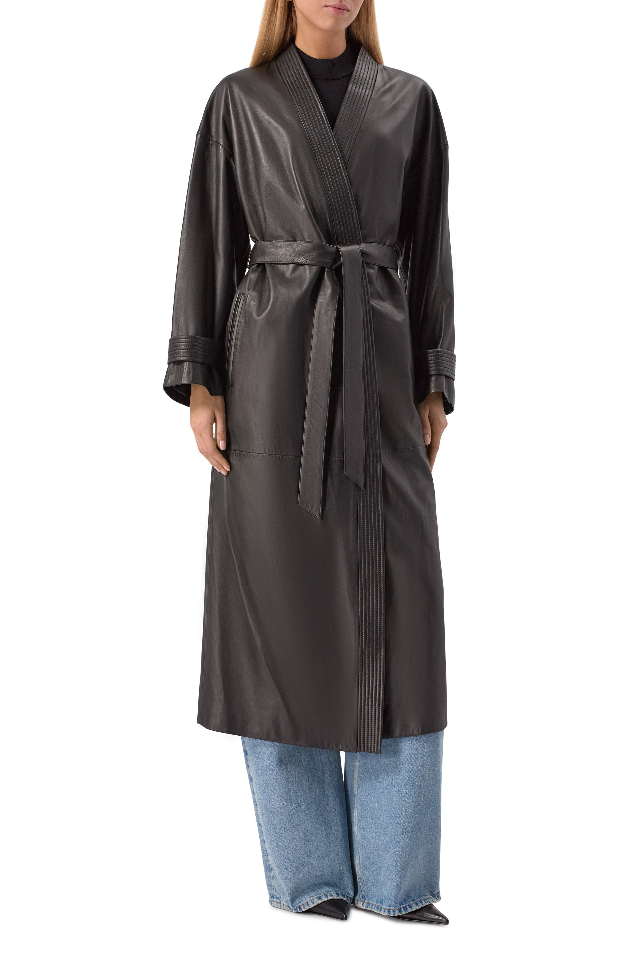 Кожаный плащ 12 STOREEZ черного цвета по цене 145000 руб., арт. 127737, фото 3 Кожаный плащ 12 STOREEZ, арт. 127737, фото 3