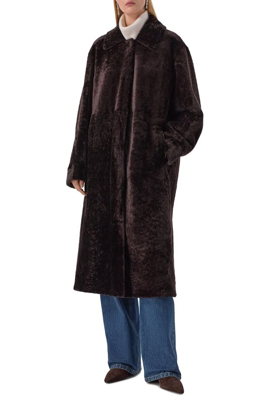 Дубленка из овчины manzoni24 25M1115-S23N/48-50 Коричневый  25M1115-S23N/48-50 Фото 3