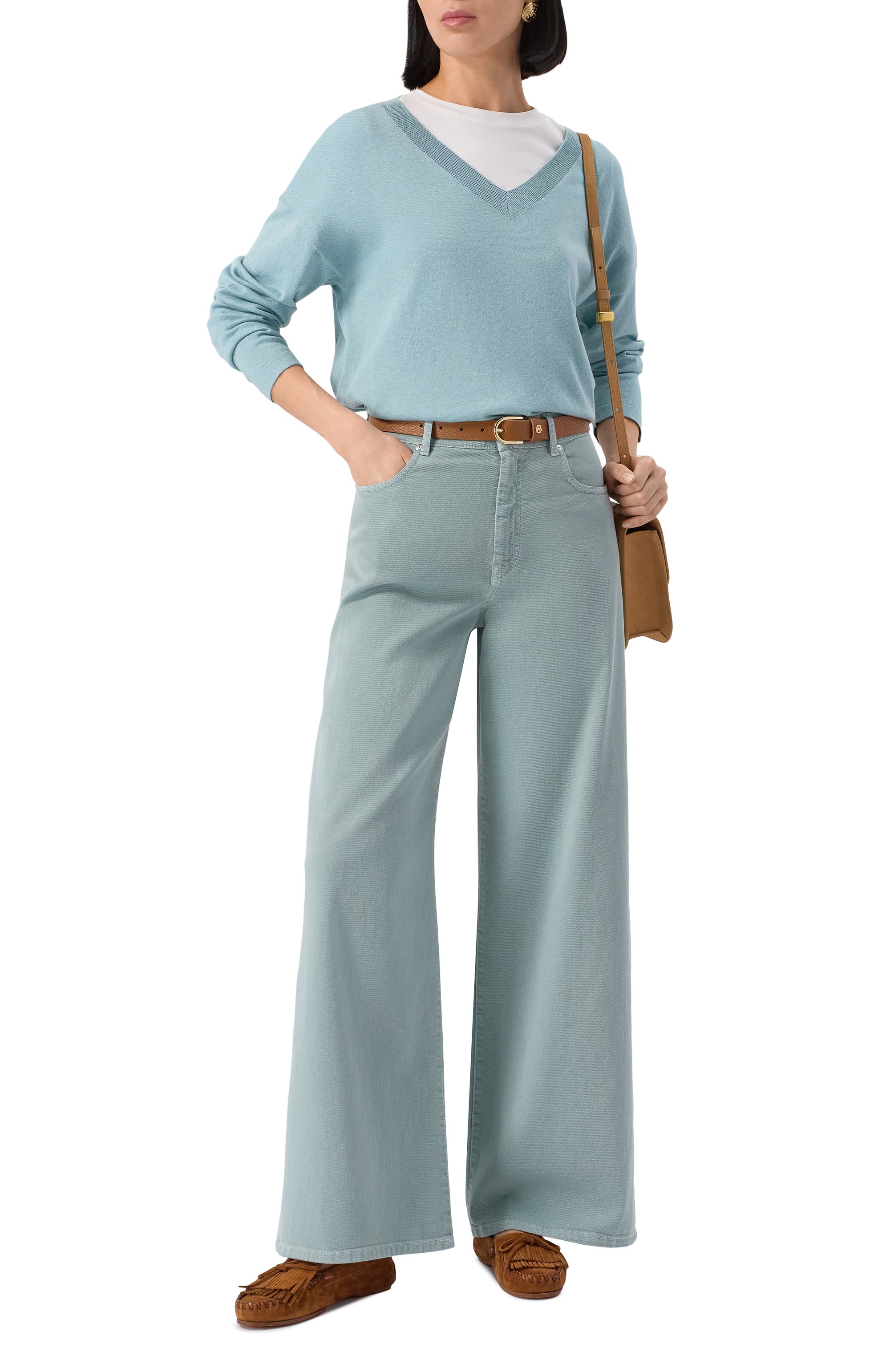 Пуловер из шелка и хлопка WEEKEND MAX MARA бирюзового цвета по цене 27950 руб., арт. RANIA, фото 2 Пуловер из шелка и хлопка WEEKEND MAX MARA, арт. RANIA, фото 2