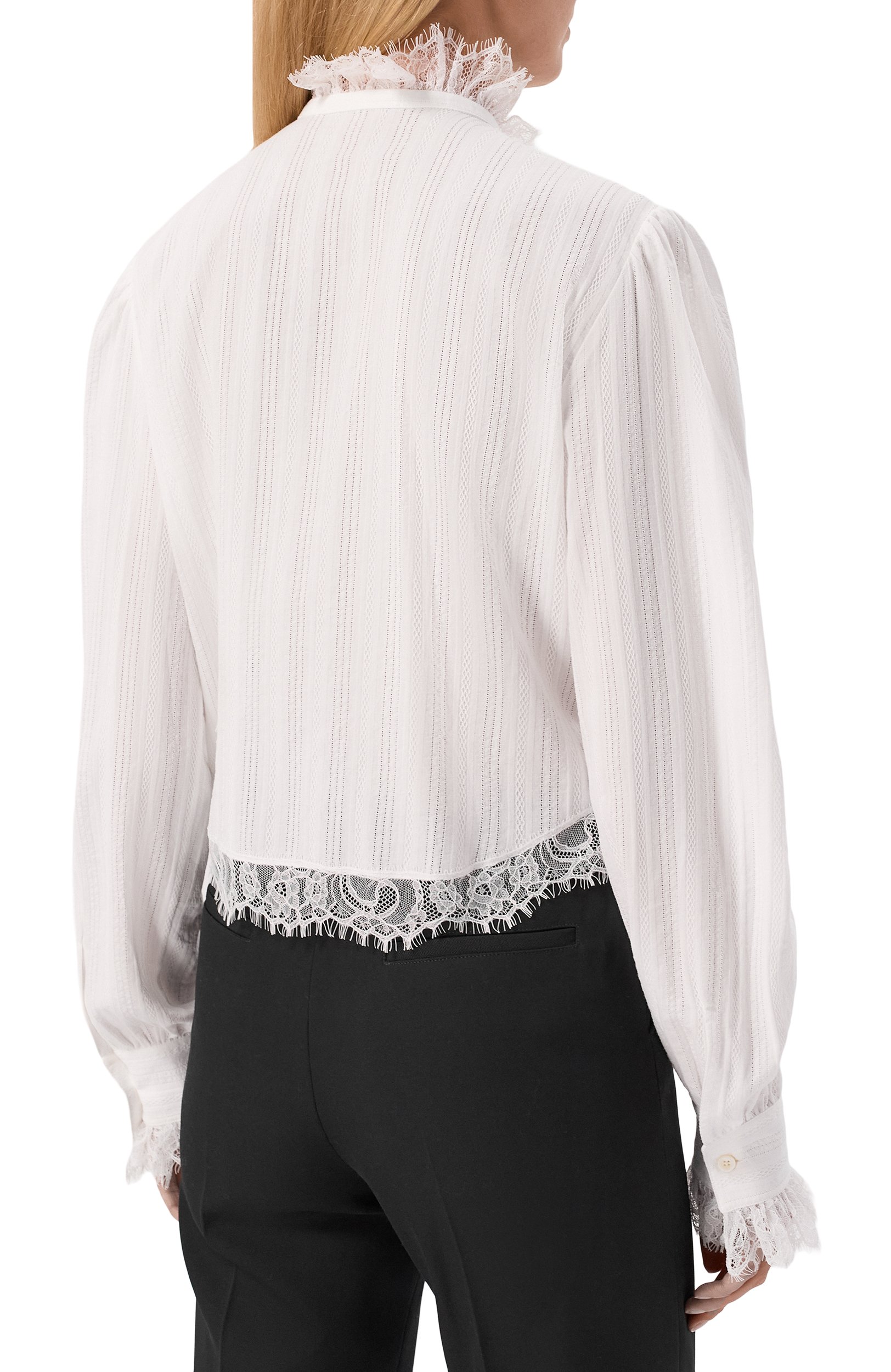 Хлопковая блузка ANN DEMEULEMEESTER белого цвета по цене 98850 руб., арт. B0014538/FA752, фото 4 Хлопковая блузка ANN DEMEULEMEESTER, арт. B0014538/FA752, фото 4