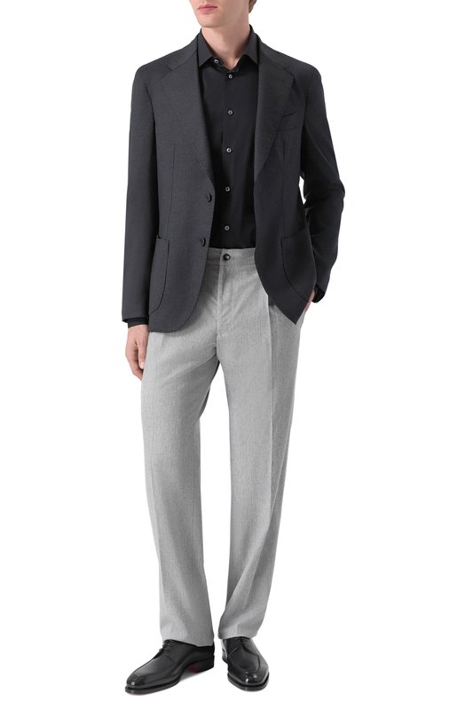 Хлопковая сорочка Zegna 9MS0MT/RCT1069 Синий  9MS0MT/RCT1069 Фото 2
