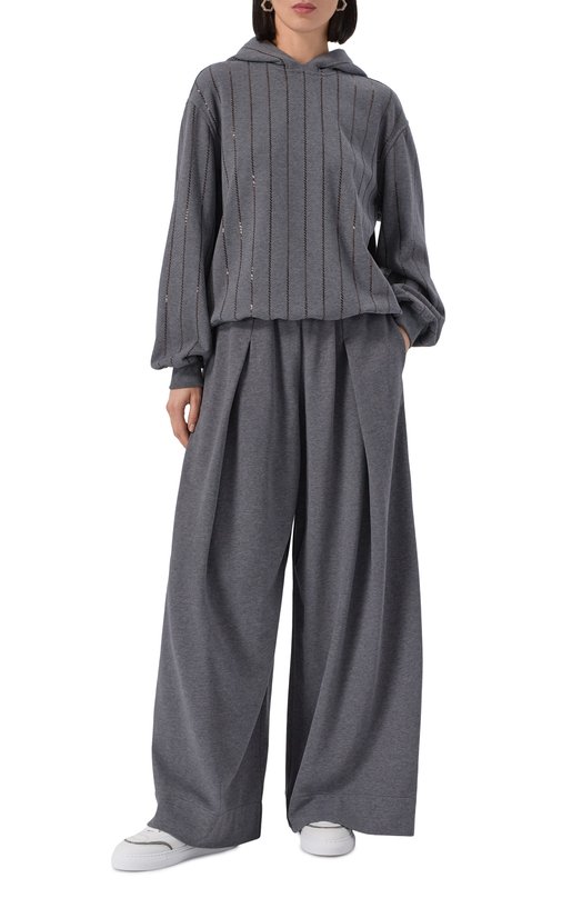 Хлопковые брюки Brunello Cucinelli MP05NS0879 Серый  MP05NS0879 Фото 2