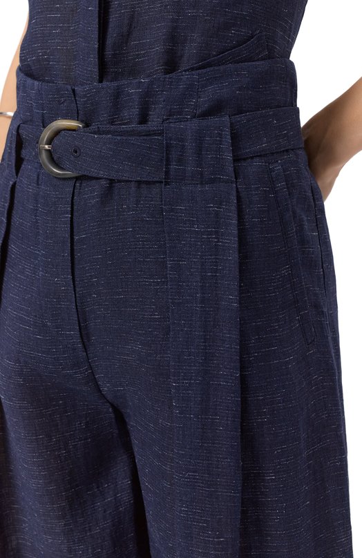 Брюки изо льна и вискозы Emporio Armani EW000975/TE10381 Синий  EW000975/TE10381 Фото 5