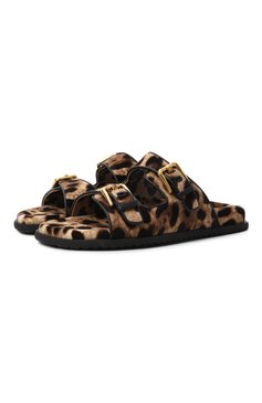 Женские комбинированные шлепанцы DOLCE & GABBANA леопардового цвета, арт. CQ0632/A6L97 | Фото 1 (Материал внешний: Текстиль, Натуральная кожа; Подошва: Плоская; Материал внутренний: Натуральная кожа; Размерность: Идёт в размер; Автоматизация ТО: Проставлено; Автоматизация состава: Проставлено)