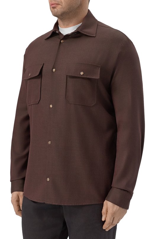 Шерстяная рубашка Marco Pescarolo NEXT/5318 Коричневый  NEXT/5318 Фото 3