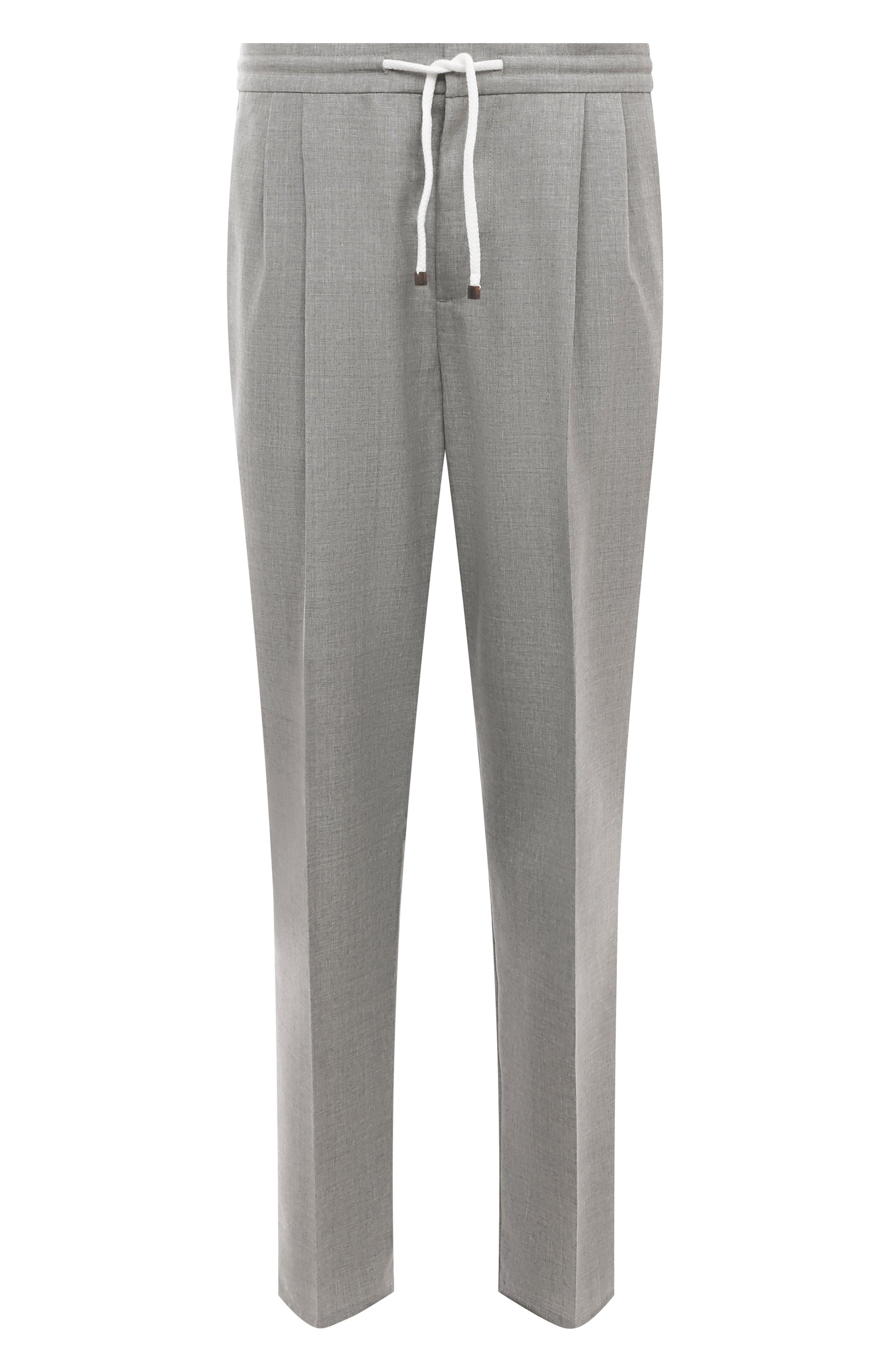 Шерстяные брюки BRUNELLO CUCINELLI серого цвета по цене 138500 руб., арт. MB407B2302, фото 1 Шерстяные брюки BRUNELLO CUCINELLI, арт. MB407B2302, фото 1