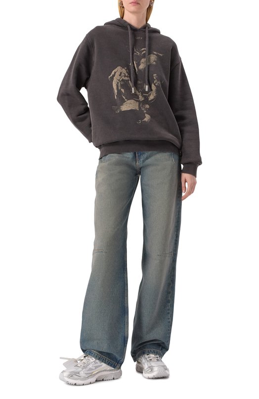 Хлопковое худи Off-White 0WBB035S25FLE004 Чёрный  0WBB035S25FLE004 Фото 2