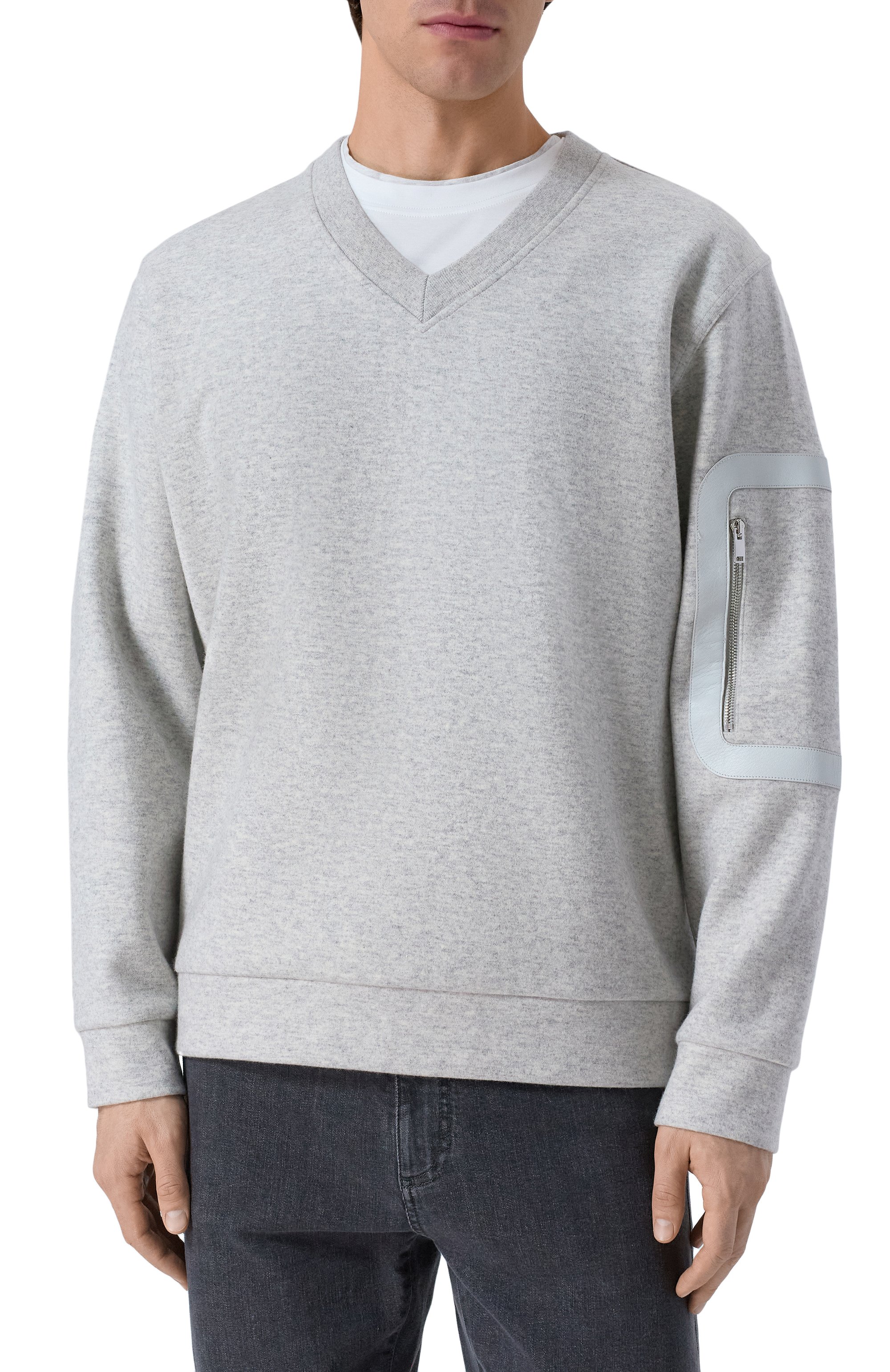 Свитшот из шерсти и кашемира MVST светло-серого цвета по цене 138500 руб., арт. M25.1PM.H002/15951, фото 3 Свитшот из шерсти и кашемира MVST, арт. M25.1PM.H002/15951, фото 3