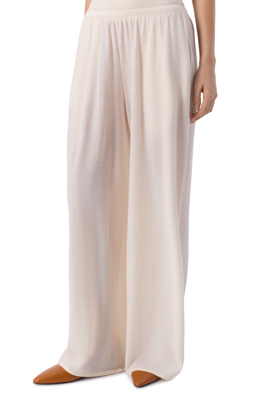 Брюки из шерсти и шелка 12 STOREEZ 135851 Кремовый  135851 Фото 3