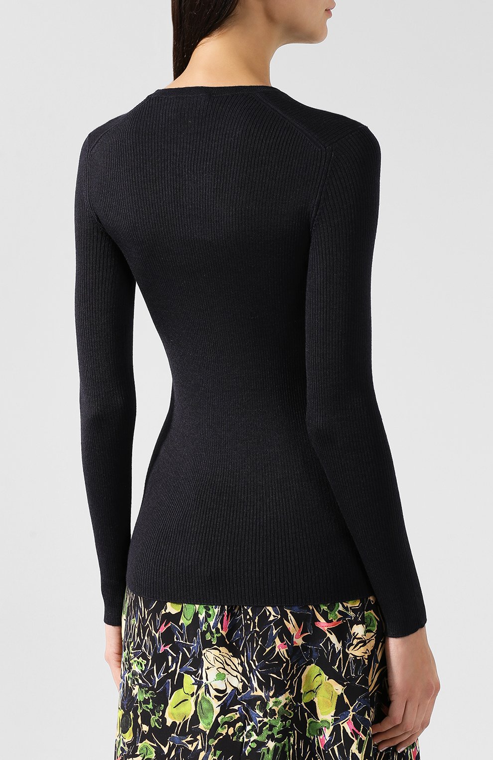 Однотонный пуловер из смеси шерсти и шелка с круглым вырезом PRADA, арт. 124B40-1RZ2-F0008, фото 4