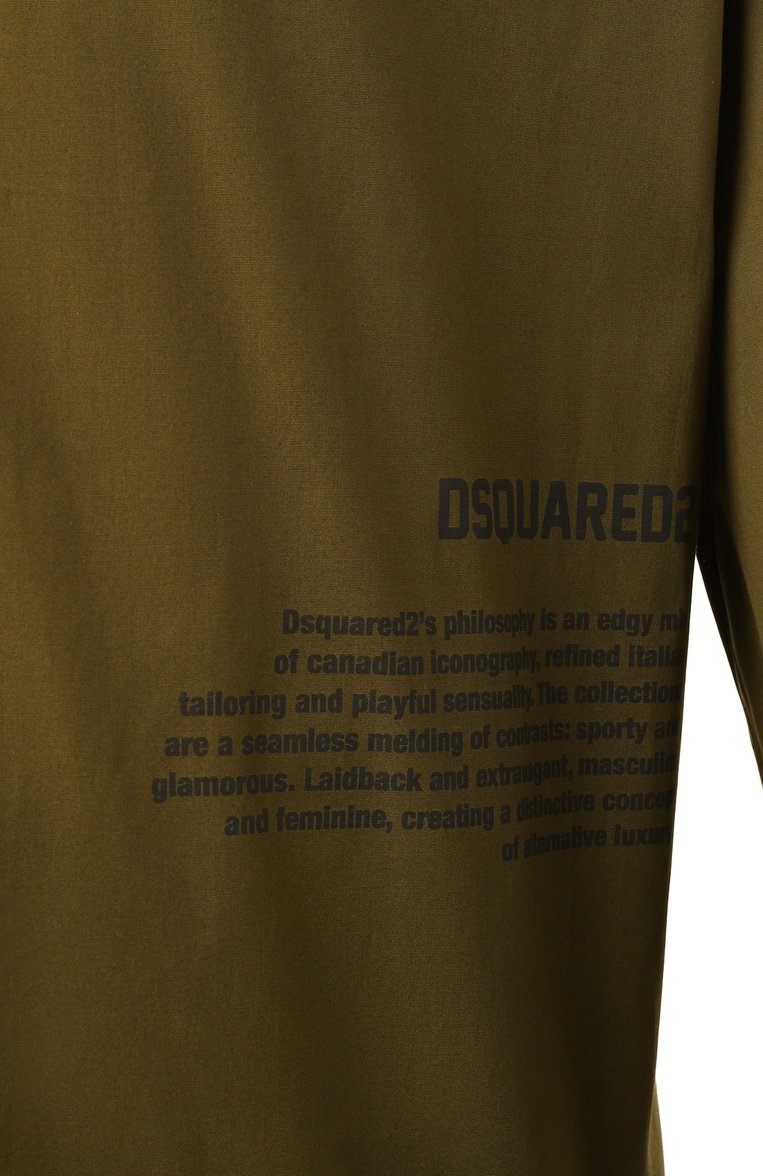 Мужская хлопковая рубашка DSQUARED2 хаки цвета, арт. S74DM0914/S44131 | Фото 6 (Рукава: Длинные; Материал внешний: Хлопок; Длина (для топов): Стандартные; Манжеты: На пуговицах; Воротник: Кент; Случай: Повседневный; Стили: Кэжуэл; Принт: Однотонные)