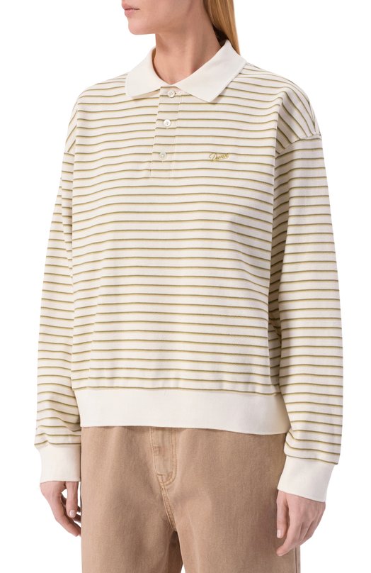 Хлопковое поло Dunst UDTS6A120K1 Кремовый  UDTS6A120K1 Фото 3